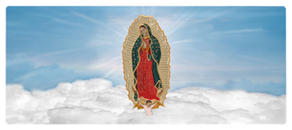 DNSEMP-L-110-BL Lady of Guadalupe Clouds Blue